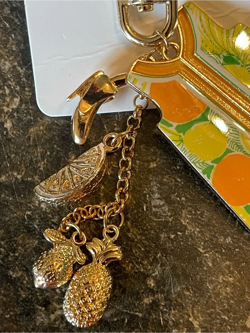 Lilly Pulitzer Gold-tone Citrus Pineapple Charm Keychain